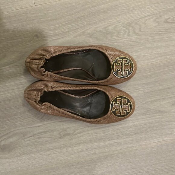 TORY BURCH "Reva" Coconut Brown Stingray Leather Ballet Flats (7.5) - Picture 6 of 6